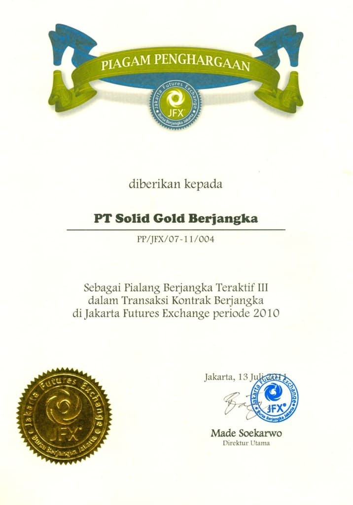 Penghargaan sebagai Pialang Teraktif